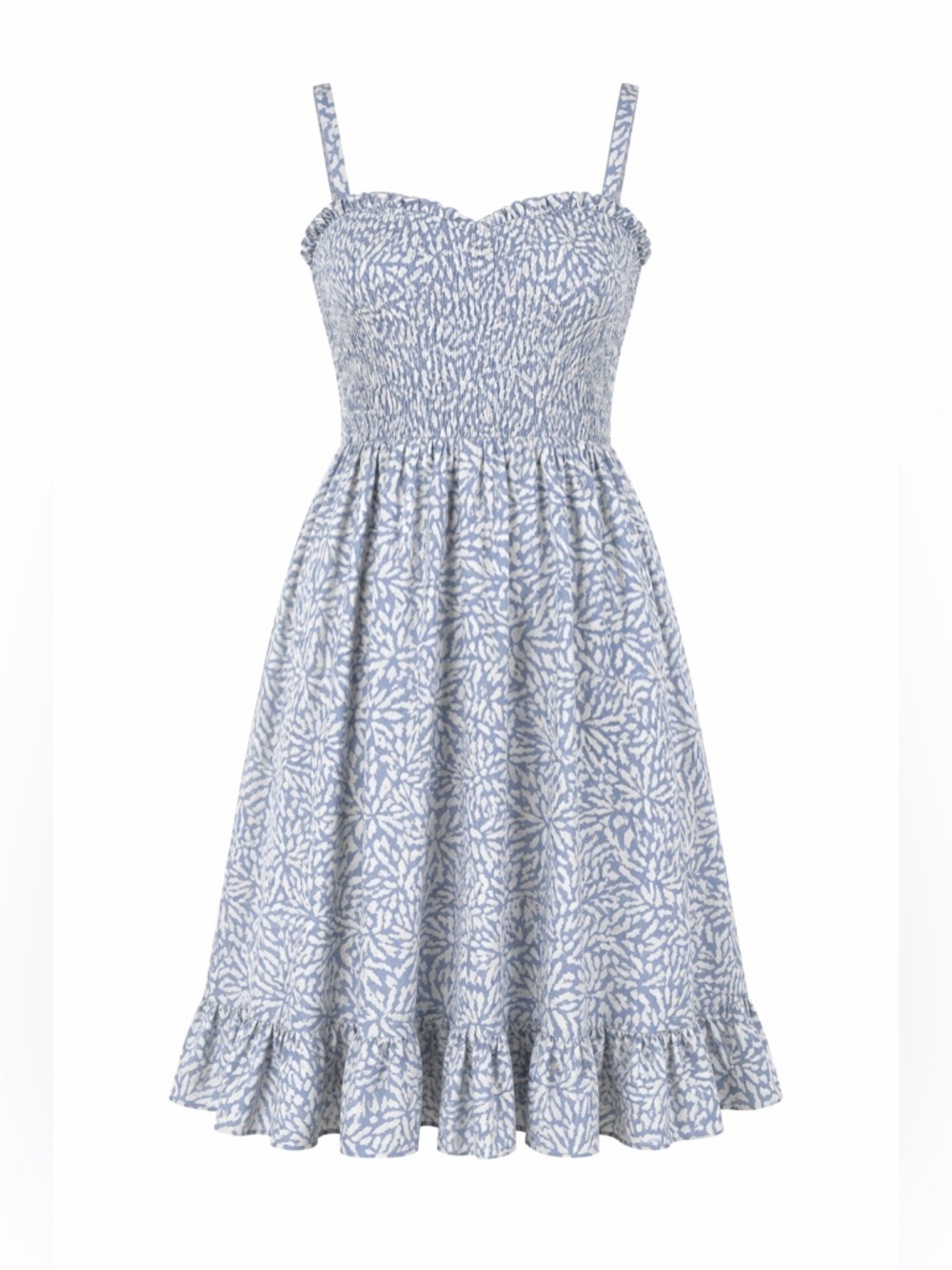 Saints + Secrets Blue Floral Smocked Sleeveless Dress Small NWT